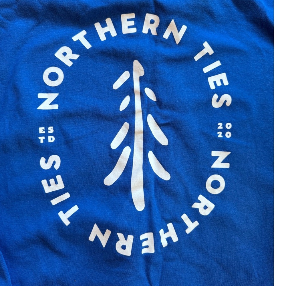 Northern Ties Royal Blue Full Zip Hoodie Graphic Back Tree Unisex 2XL Sweatshirt